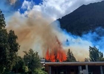 Lesní požár zasáhl oblast El Pedregoso v Chubut